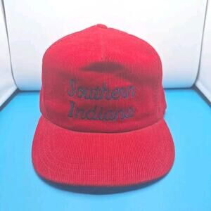 Vintage Corduroy Southern Indiana Snapback Hat Cap Red